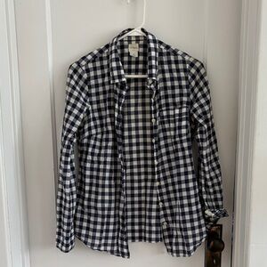 J. Crew Navy and White Plaid Shirt